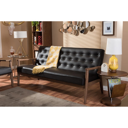 Baxton Studio - Sorrento Sofa in Dark Brown - BBT8013-Brown Sofa view 5