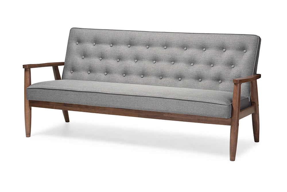 Baxton Studio - Sorrento Sofa in Grey - BBT8013-Grey Sofa view 1