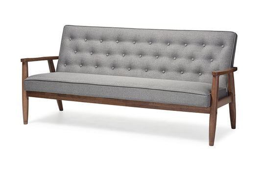 Baxton Studio - Sorrento Sofa in Grey - BBT8013-Grey Sofa view 1