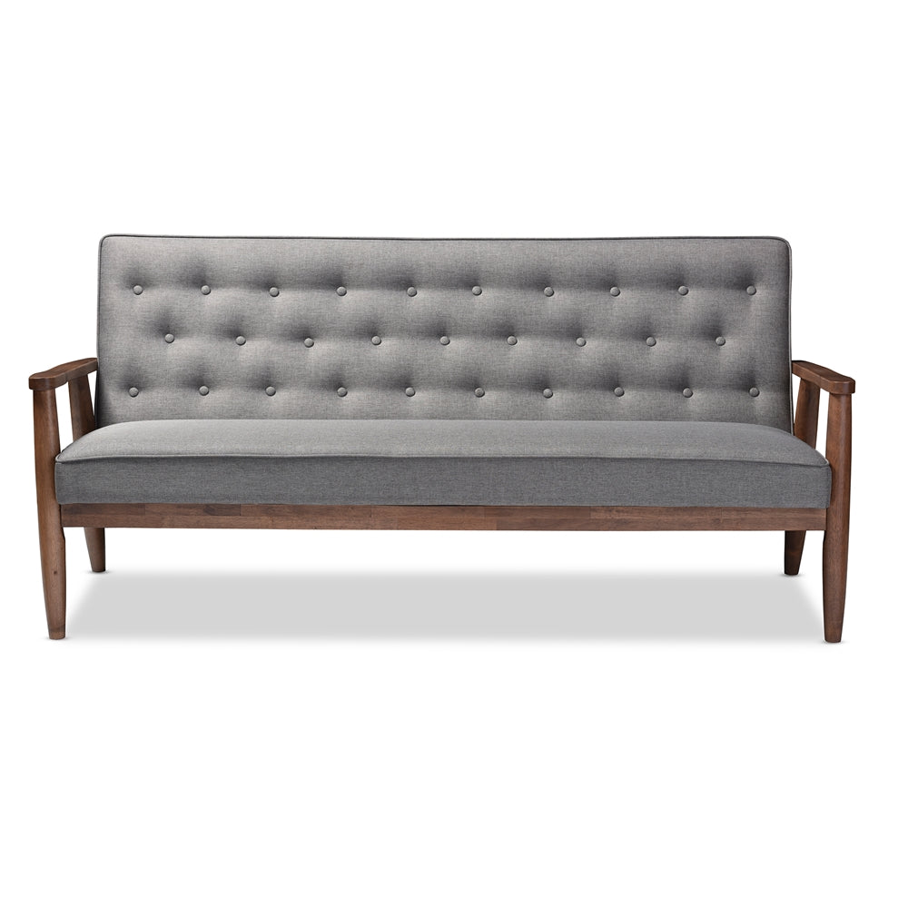 Baxton Studio - Sorrento Sofa in Grey - BBT8013-Grey Sofa view 2