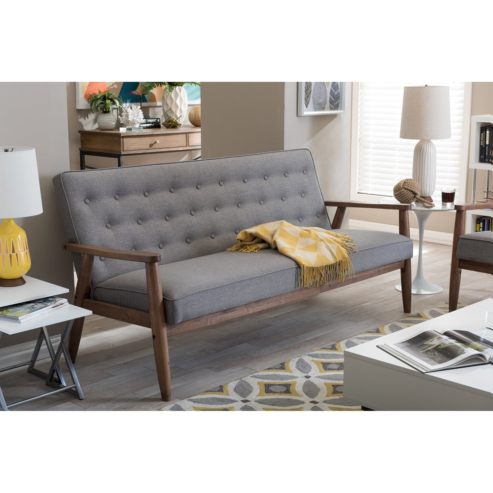 Baxton Studio - Sorrento Sofa in Grey - BBT8013-Grey Sofa view 5