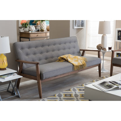 Baxton Studio - Sorrento Sofa in Grey - BBT8013-Grey Sofa view 5