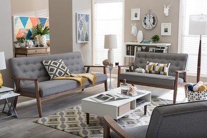 Baxton Studio - Sorrento Sofa Set in Grey - BBT8013-Grey 3PC Set view 2