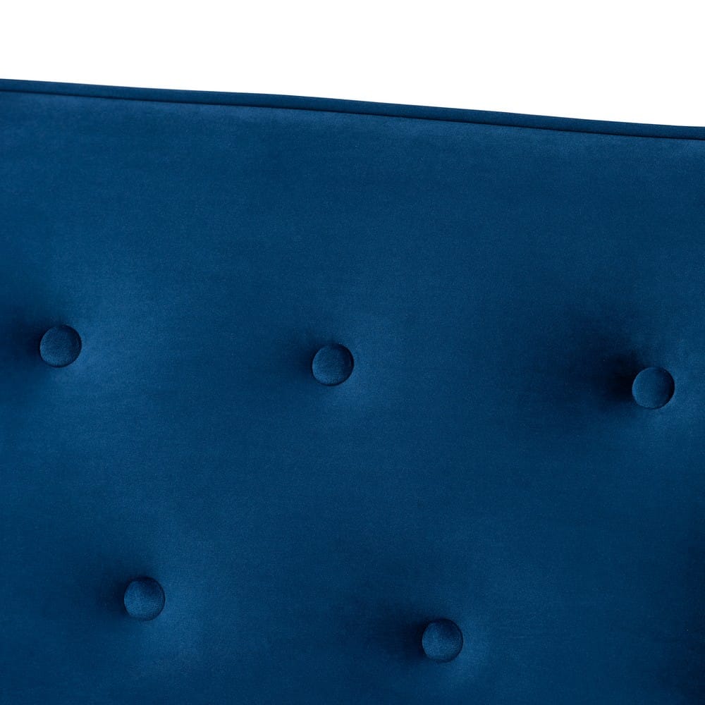 Baxton Studio - Sorrento Sofa Set in Navy Blue/Brown - BBT8013-Navy Velvet/Walnut-3PC Set view 4