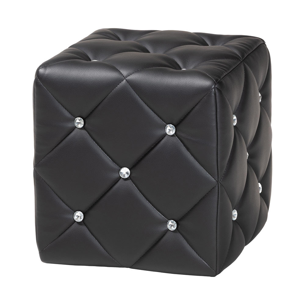 Baxton Studio - Stacey Ottoman in Black - 1710-Black view 1