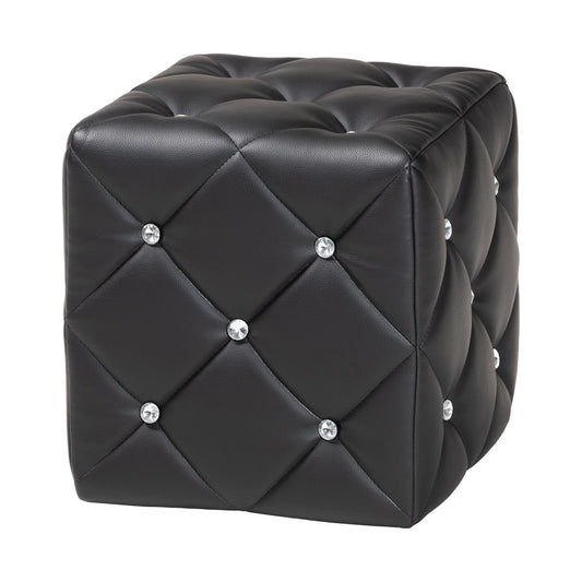 Baxton Studio - Stacey Ottoman in Black - 1710-Black view 1