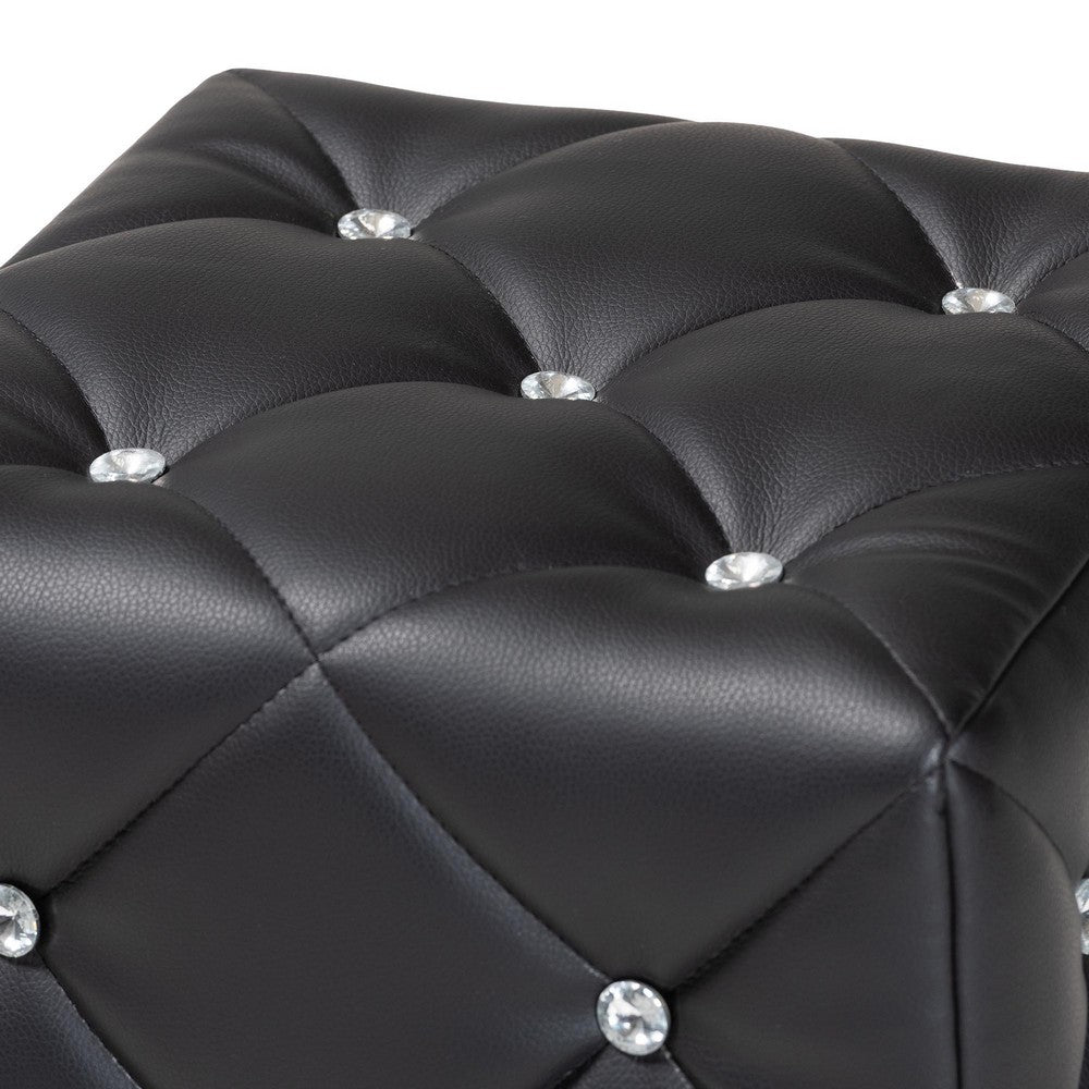Baxton Studio - Stacey Ottoman in Black - 1710-Black view 3