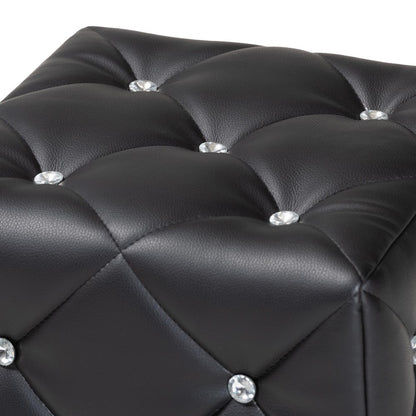 Baxton Studio - Stacey Ottoman in Black - 1710-Black view 3