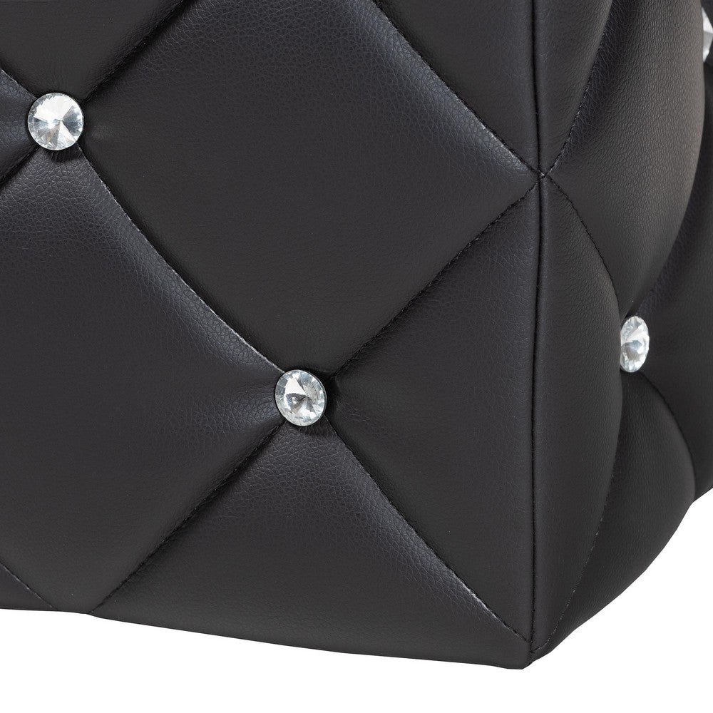 Baxton Studio - Stacey Ottoman in Black - 1710-Black view 4