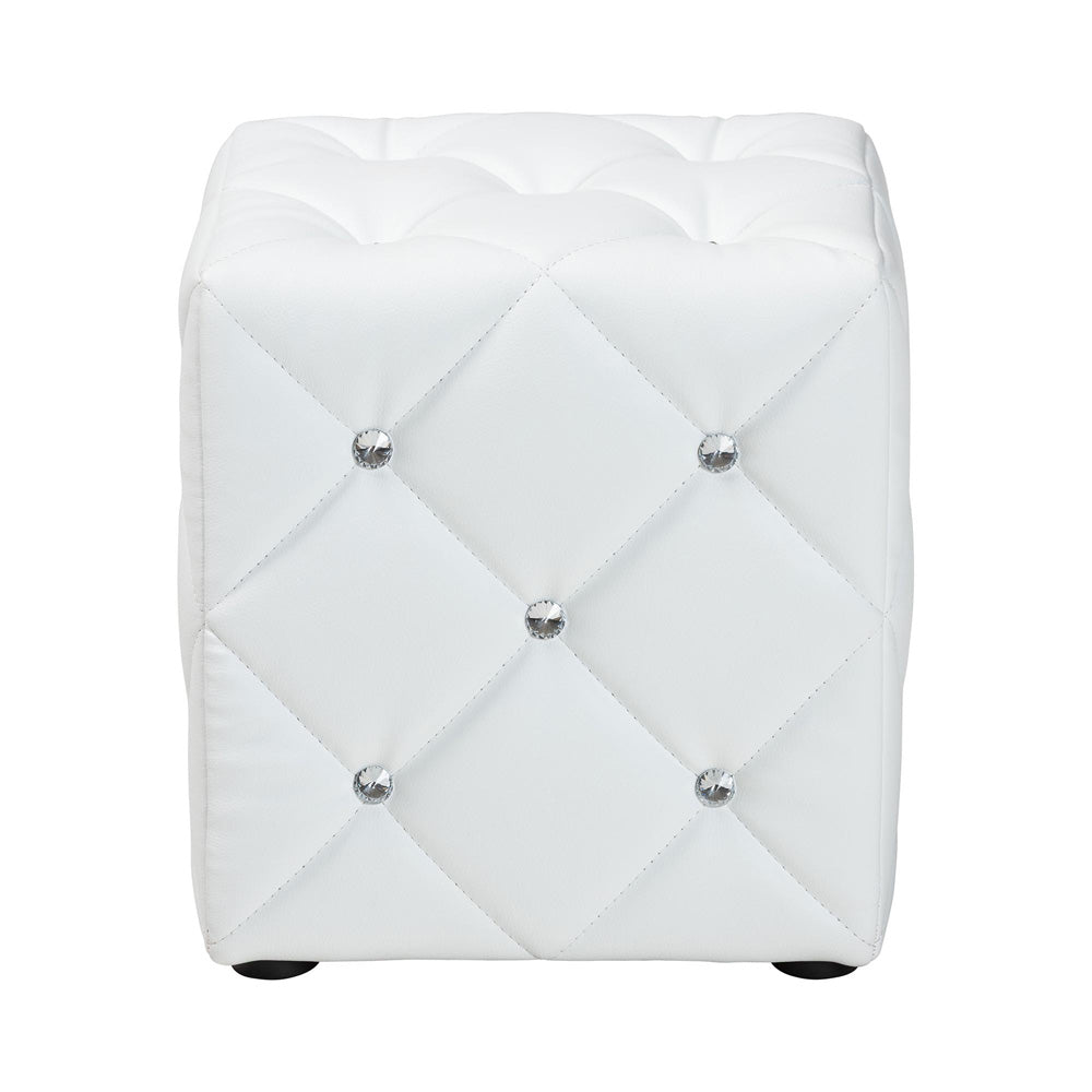 Baxton Studio - Stacey Ottoman in White - 1710-White view 2
