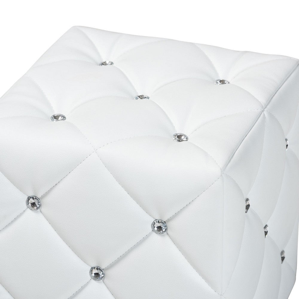 Baxton Studio - Stacey Ottoman in White - 1710-White view 3