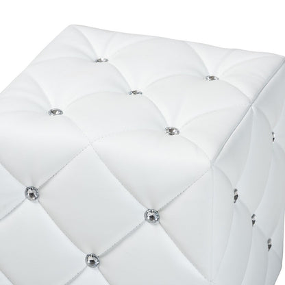 Baxton Studio - Stacey Ottoman in White - 1710-White view 3