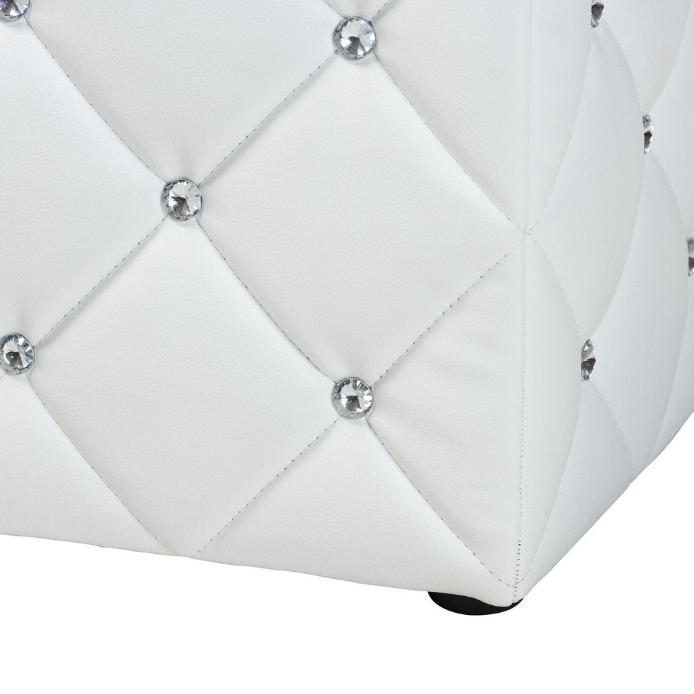 Baxton Studio - Stacey Ottoman in White - 1710-White view 4