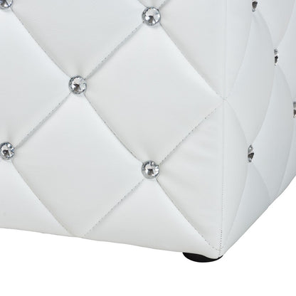 Baxton Studio - Stacey Ottoman in White - 1710-White view 4