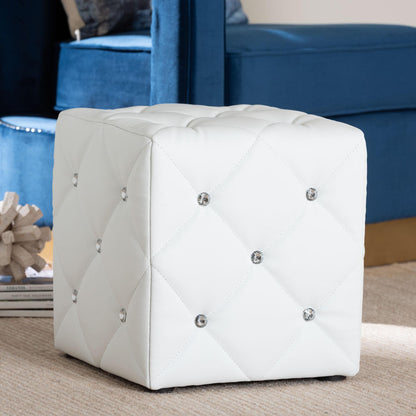 Baxton Studio - Stacey Ottoman in White - 1710-White view 6