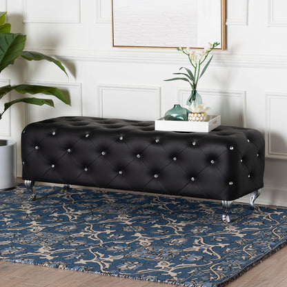 Baxton Studio - Stella Bench in Black - BBT5119-Black-Bench view 6