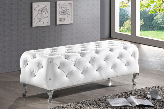 Baxton Studio - Stella Bench in White - BBT5119-White-Bench view 2