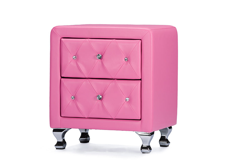 Baxton Studio - Stella Nightstand in Pink - BBT3084-Pink-NS view 1