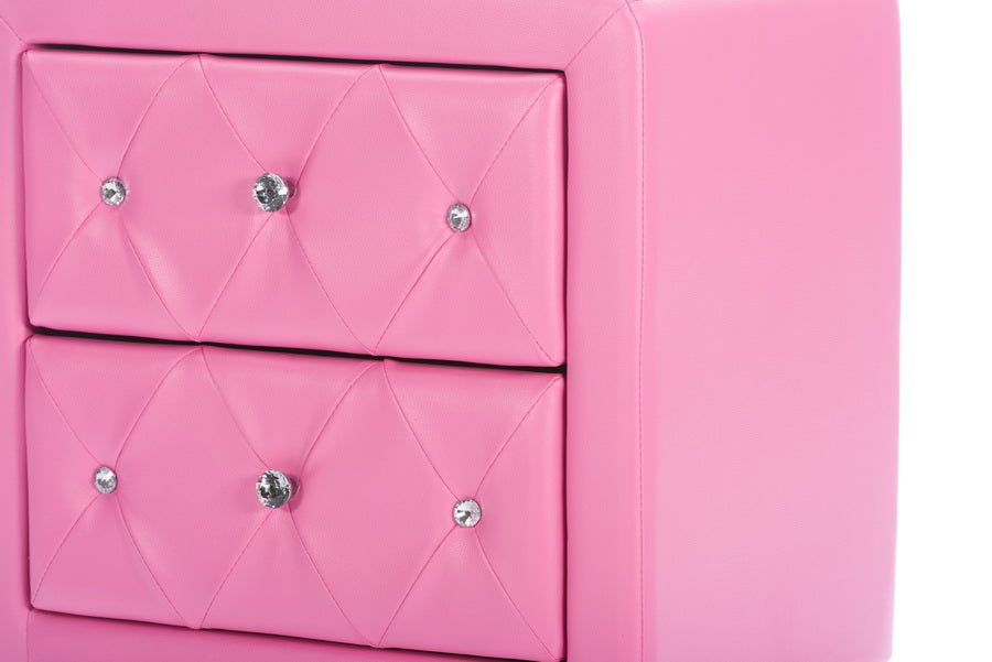 Baxton Studio - Stella Nightstand in Pink - BBT3084-Pink-NS view 4