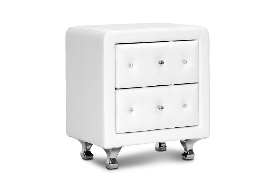 Baxton Studio - Stella Nightstand in White - BBT3084-White-NS view 1