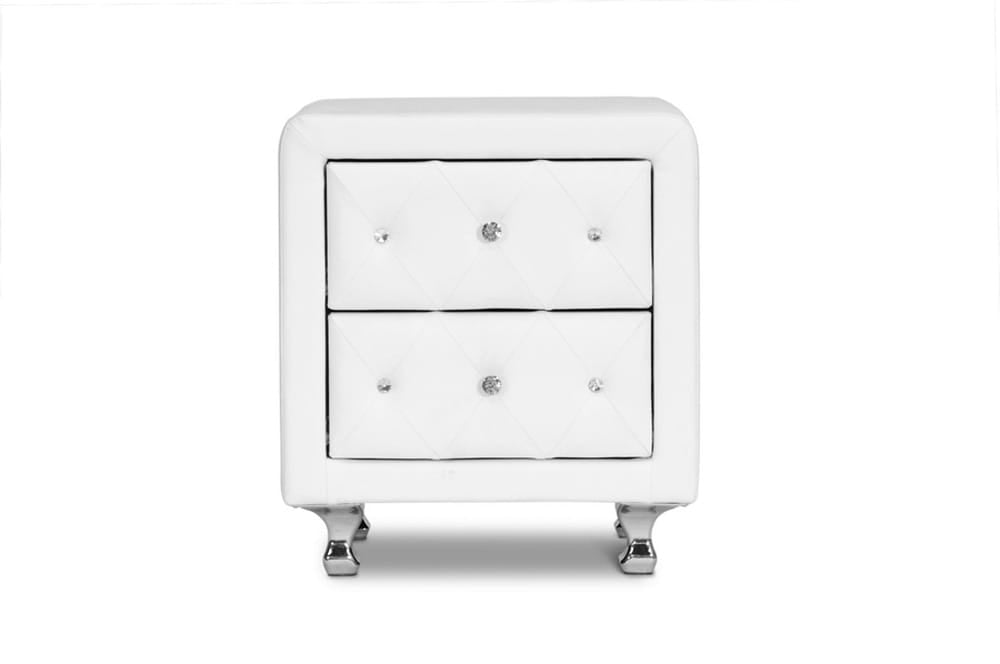 Baxton Studio - Stella Nightstand in White - BBT3084-White-NS view 2