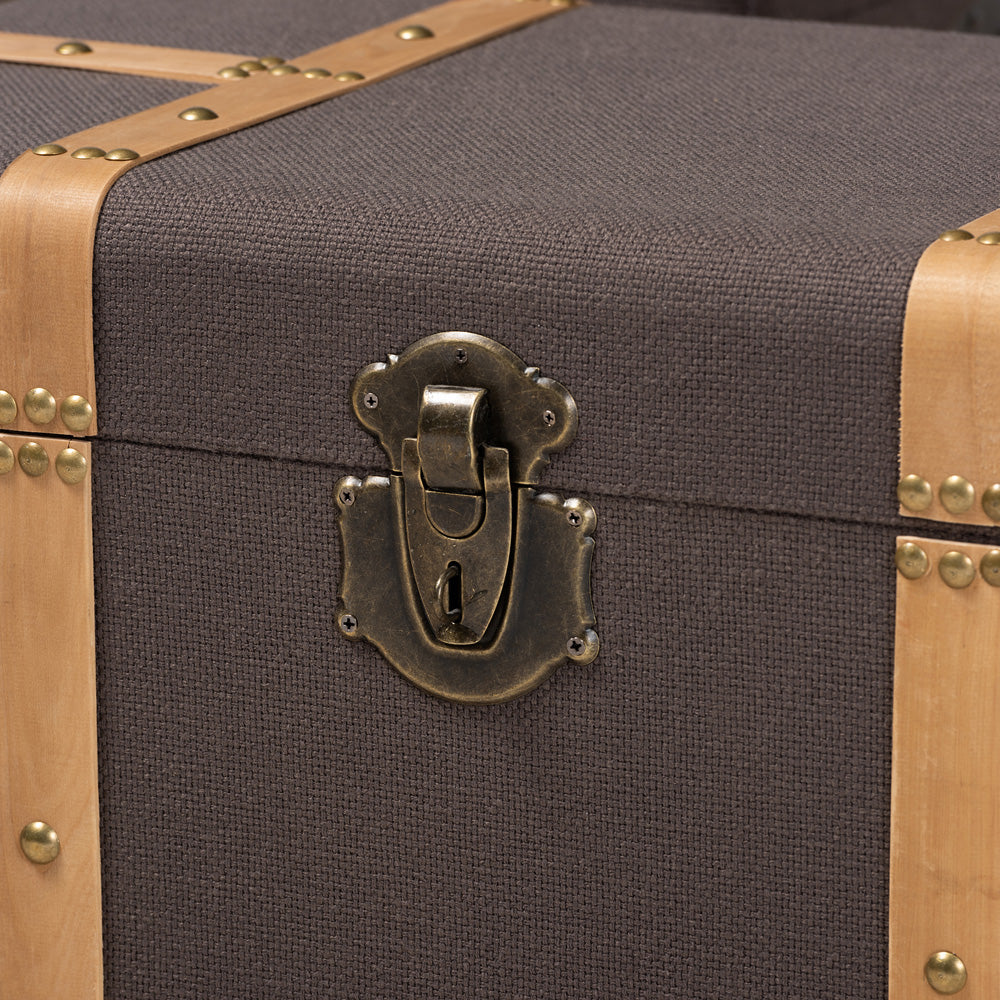 Baxton Studio - Stephen Set of 2 Storage Trunks in Dark Brown/Oak Brown - R87R537-2PC Ottoman Set view 3