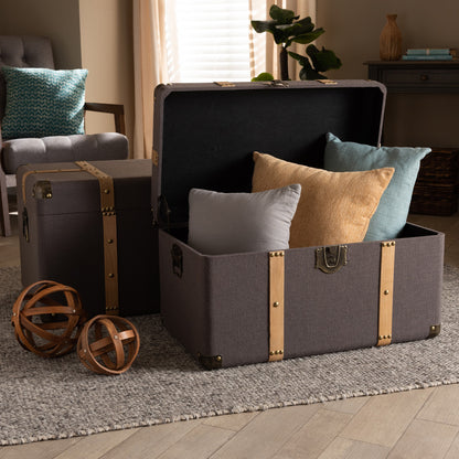 Baxton Studio - Stephen Set of 2 Storage Trunks in Dark Brown/Oak Brown - R87R537-2PC Ottoman Set view 6