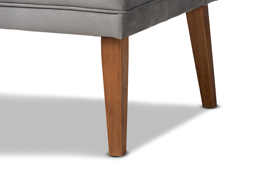Baxton Studio - Stewart Dining Bench - BBT8062-Grey Velvet/Walnut-5PC Dining Nook Set view 9