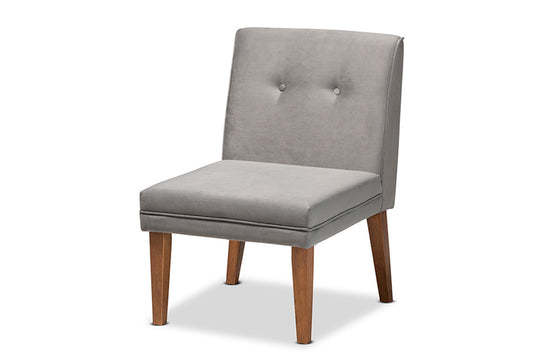 Baxton Studio - Stewart Dining Chair - BBT8062-Grey Velvet/Walnut-CC view 1