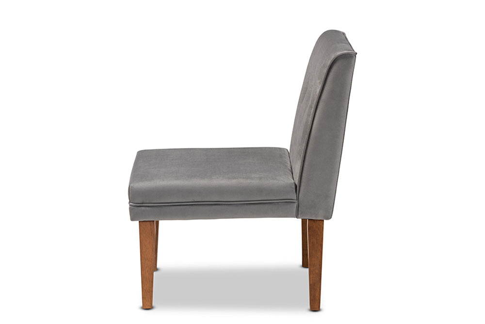 Baxton Studio - Stewart Dining Chair - BBT8062-Grey Velvet/Walnut-CC view 3