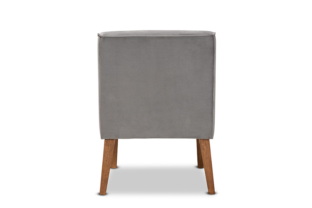 Baxton Studio - Stewart Dining Chair - BBT8062-Grey Velvet/Walnut-CC view 4