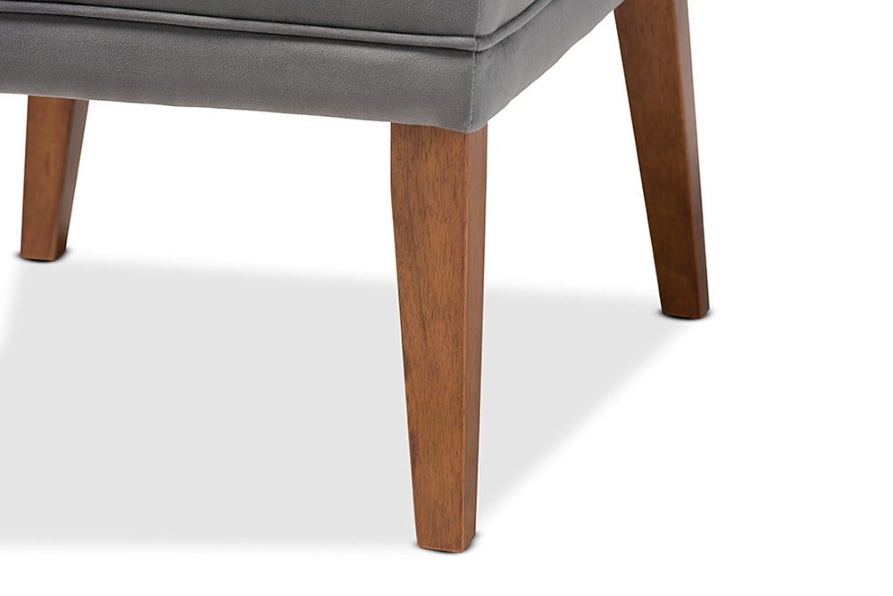 Baxton Studio - Stewart Dining Chair - BBT8062-Grey Velvet/Walnut-CC view 7