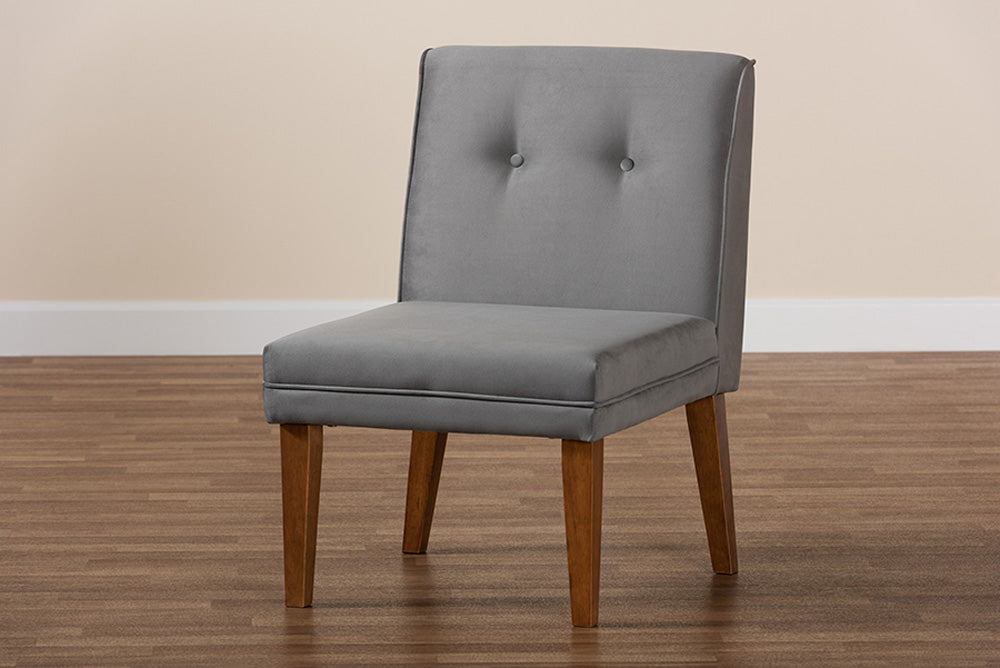 Baxton Studio - Stewart Dining Chair - BBT8062-Grey Velvet/Walnut-CC view 9