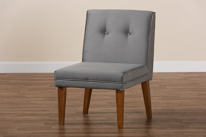 Baxton Studio - Stewart Dining Chair - BBT8062-Grey Velvet/Walnut-CC view 9
