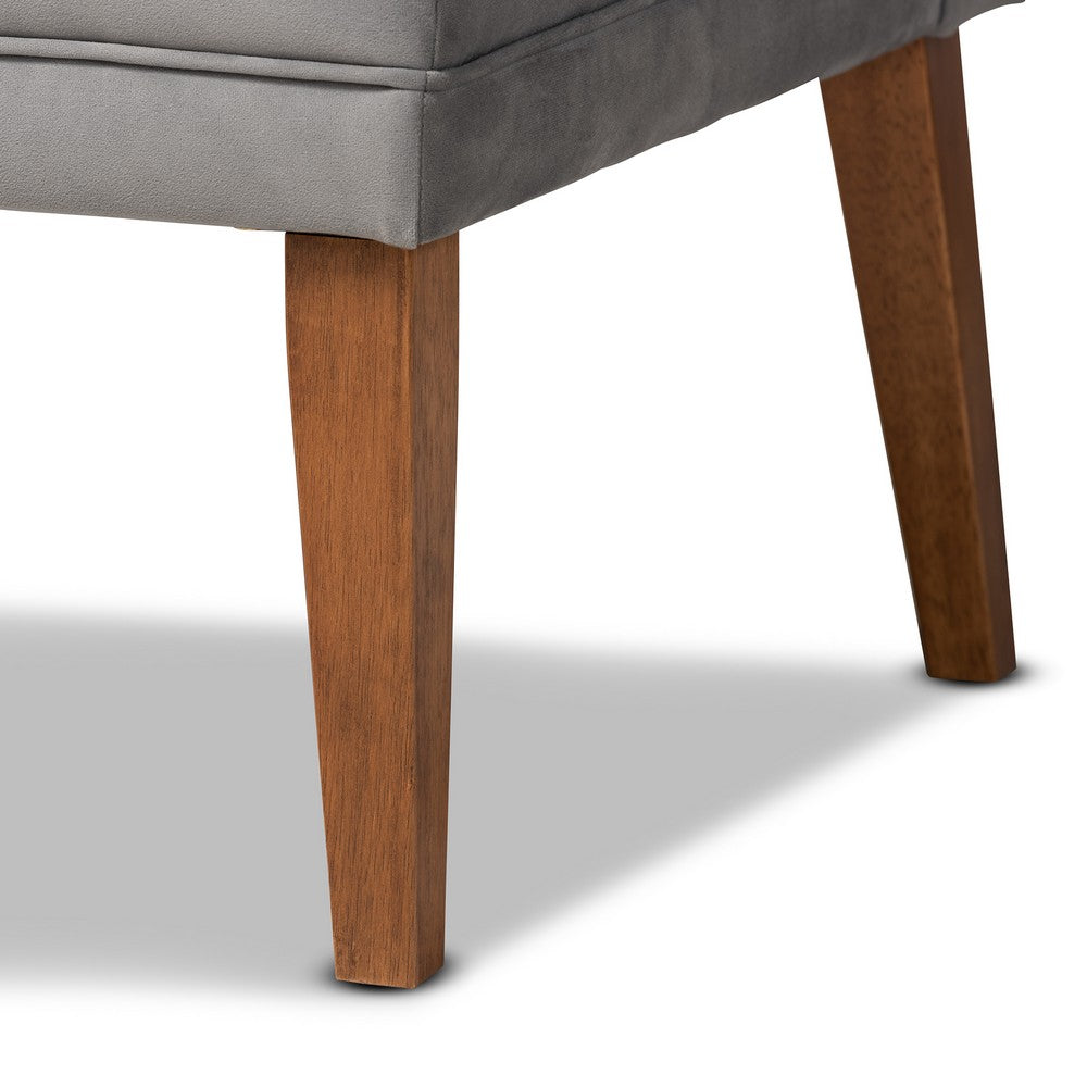 Baxton Studio - Stewart Dining Set in Grey/Walnut Brown - BBT8062-Grey Velvet/Walnut-3PC Dining Nook Set view 7