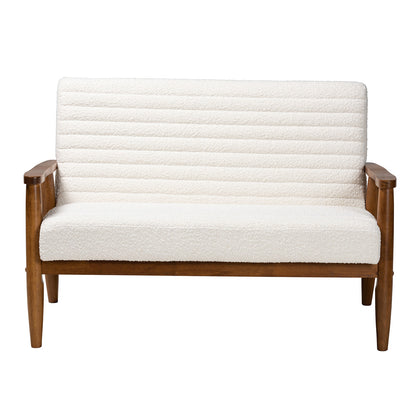 Baxton Studio - Stratton Loveseat in White/Walnut Brown - BBT8013.16-Maya-Cream/Walnut-LS view 2