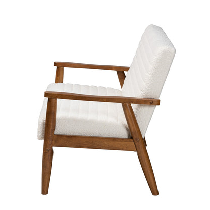Baxton Studio - Stratton Loveseat in White/Walnut Brown - BBT8013.16-Maya-Cream/Walnut-LS view 3