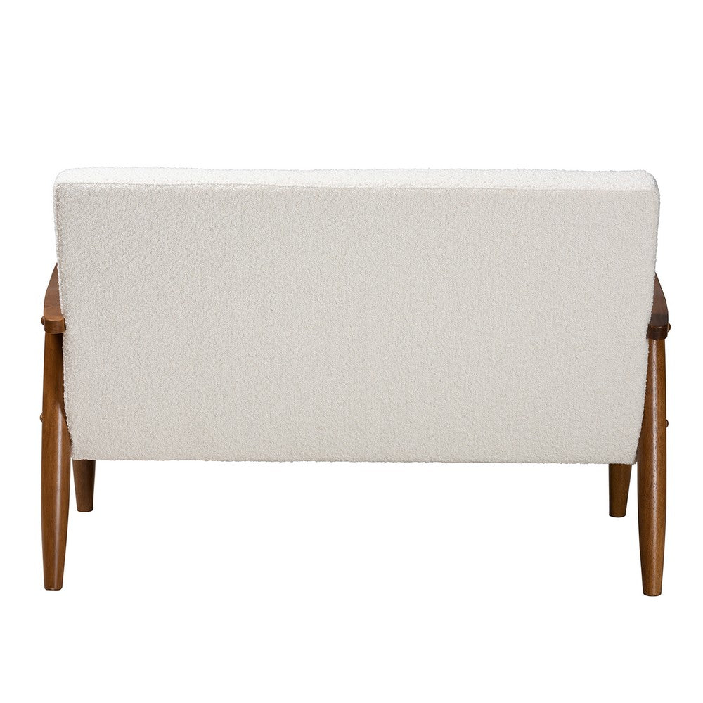 Baxton Studio - Stratton Loveseat in White/Walnut Brown - BBT8013.16-Maya-Cream/Walnut-LS view 4