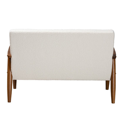 Baxton Studio - Stratton Loveseat in White/Walnut Brown - BBT8013.16-Maya-Cream/Walnut-LS view 4
