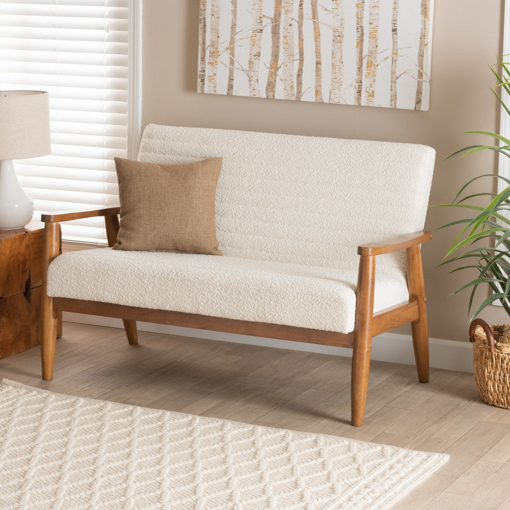 Baxton Studio - Stratton Loveseat in White/Walnut Brown - BBT8013.16-Maya-Cream/Walnut-LS view 8