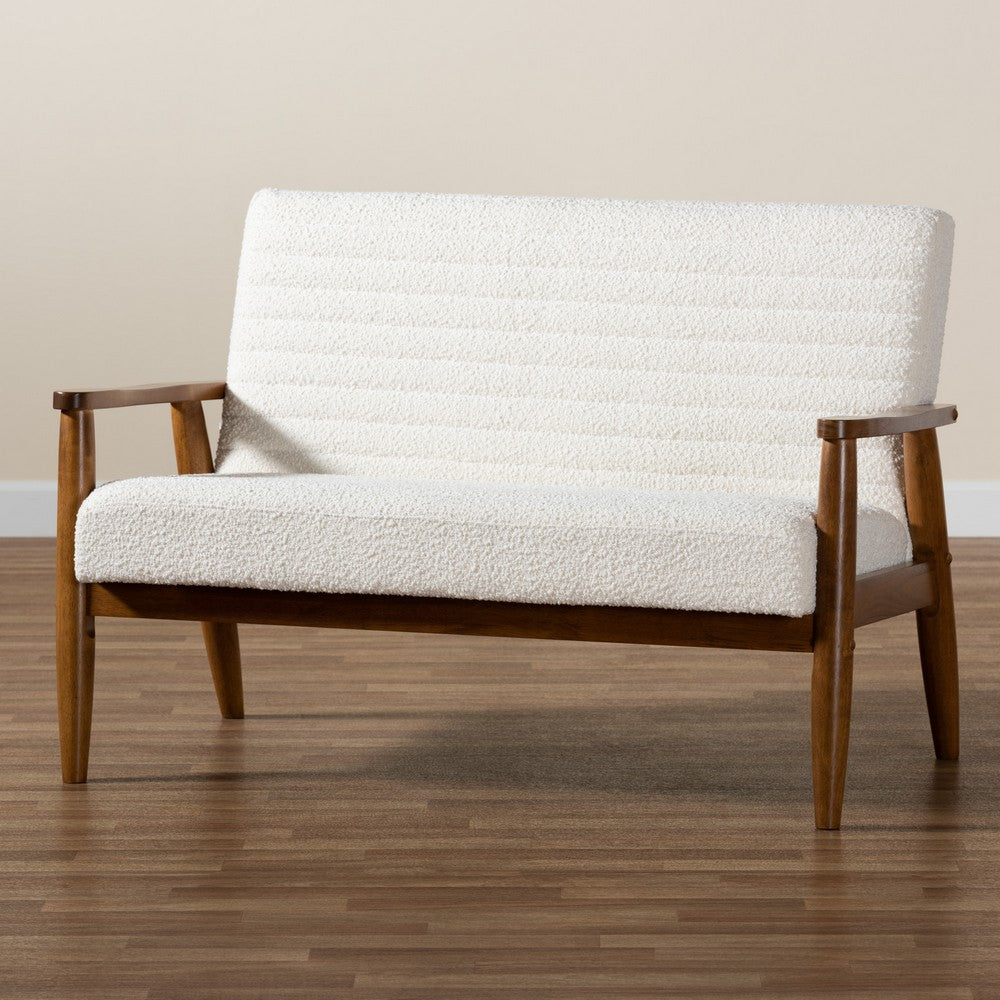 Baxton Studio - Stratton Loveseat in White/Walnut Brown - BBT8013.16-Maya-Cream/Walnut-LS view 9