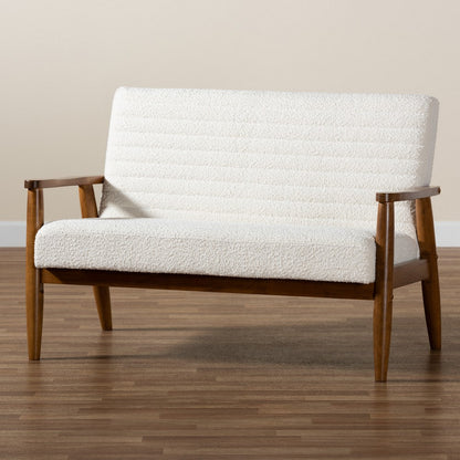 Baxton Studio - Stratton Loveseat in White/Walnut Brown - BBT8013.16-Maya-Cream/Walnut-LS view 9