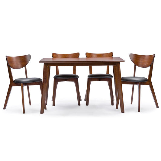 Baxton Studio - Sumner Dining Set in Brown/Black - RT331-TBL-CHR view 1