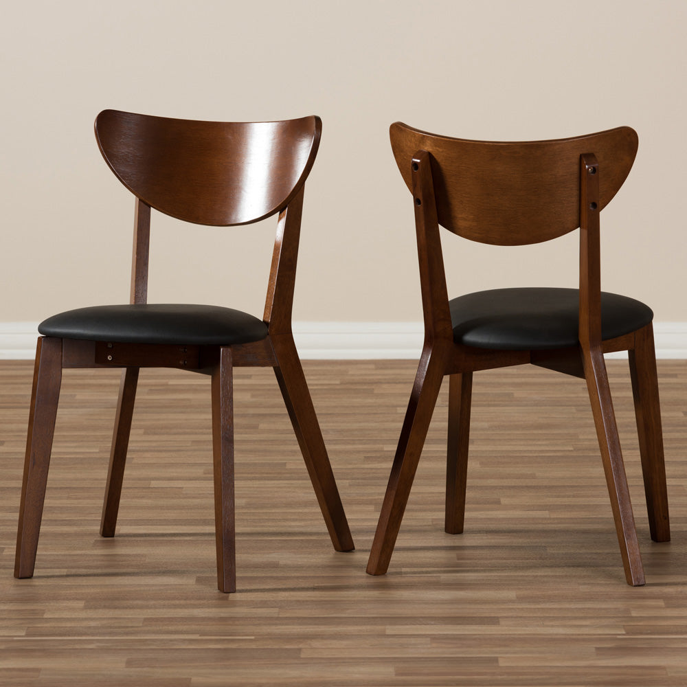 Baxton Studio - Sumner Set of 2 Dining Chairs in Black/Walnut Brown - RT331-CHR-Dark Walnut view 3