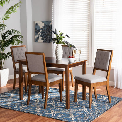 Baxton Studio - Suvi Dining Set in Grey/Walnut Brown - Suvi-Grey/Walnut-5PC Dining Set view 8