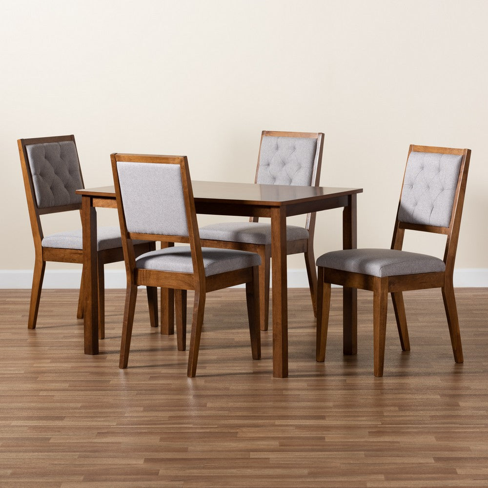 Baxton Studio - Suvi Dining Set in Grey/Walnut Brown - Suvi-Grey/Walnut-5PC Dining Set view 9