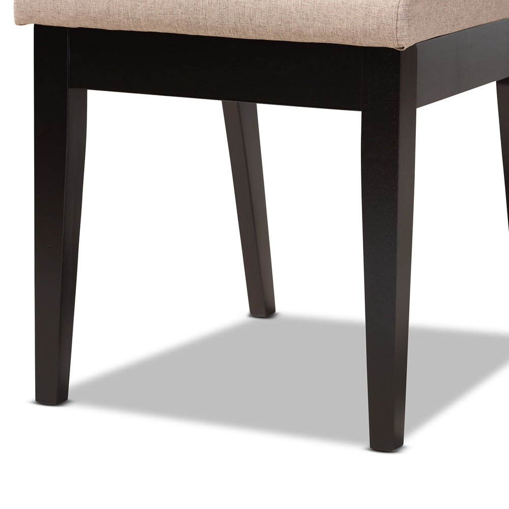 Baxton Studio - Suvi Dining Set in Sand/Dark Brown - Suvi-Sand/Dark Brown-5PC Dining Set view 6