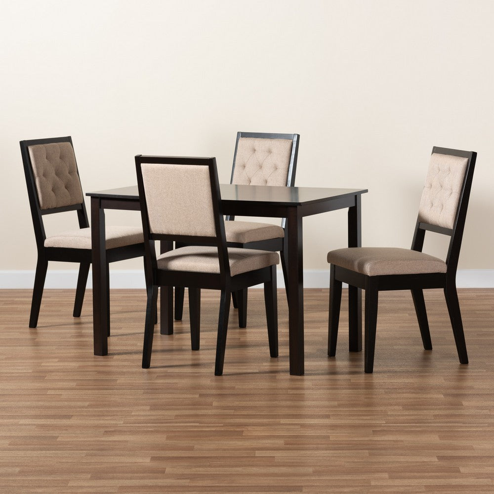 Baxton Studio - Suvi Dining Set in Sand/Dark Brown - Suvi-Sand/Dark Brown-5PC Dining Set view 9