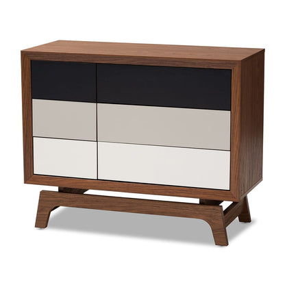 Baxton Studio - Svante Chest in Walnut/White/Gray - WI1704-Walnut/White/Grey-6DW-Chest view 1