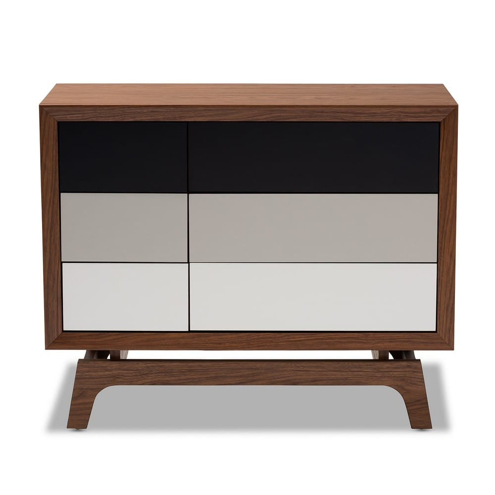 Baxton Studio - Svante Chest in Walnut/White/Gray - WI1704-Walnut/White/Grey-6DW-Chest view 3